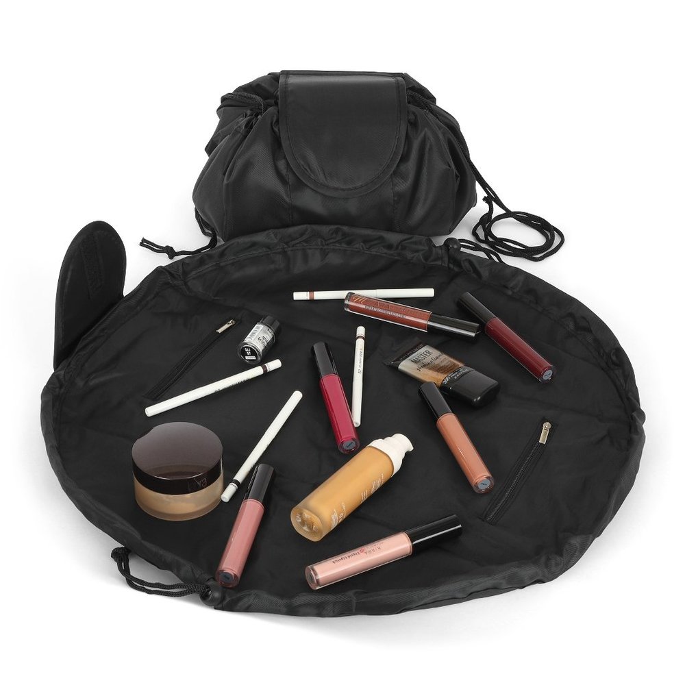 Black Drawstring Makeup Bag Drawstring Cosmetic &… - image 1